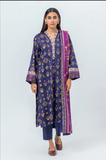 BeechTree Shawl Collection‘23 - Vol I | 3 PC - Printed Cotton Satin Suit With Printed Shawl - Purple Profuse