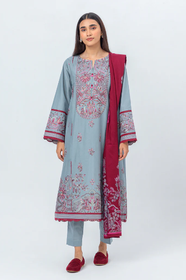 BeechTree Shawl Collection‘23 - Vol I | 3 PC - Embroidered Cambric Suit With Woven Shawl - Divinity Dream