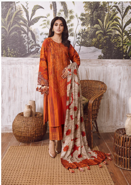 Charizma Aniq Vol-2 Unstitched Winter Collection'2023 | 3-Pc Embroidered Khaddar With Printed Wool Shawl | ANW-19