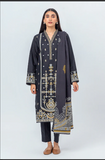 BeechTree Shawl Collection‘23 - Vol I | 3 PC - Embroidered Cambric Suit With Woven Shawl - Noir Glam