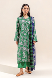 BeechTree Shawl Collection‘23 - Vol I | 3 PC - Printed Cotton Satin Suit With Printed Shawl - Meadow Green