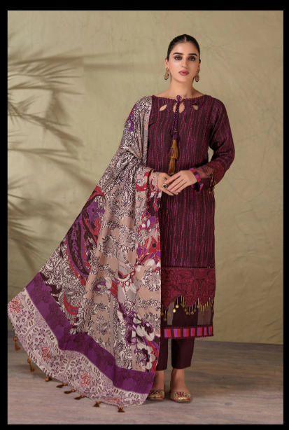 Bonanza Satrangi Un-stitched Winter Collection '23 | Afsana - 3 PC (RWO223P101) | Product Code : RWO223P101-PURPLE