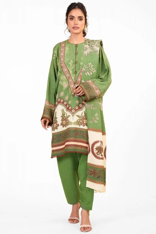 Alkaram Studio Jacquard Winter Collection 22 | 3 Pc Printed Viscose Karandi Suit With Viscose Karandi Dupatta | Product Code: FW-17-22-Green
